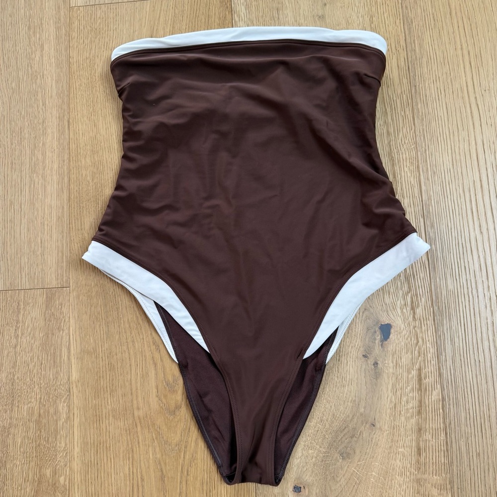 Abercrombie & Fitch marina Brown and White One-Piece Swimsuit